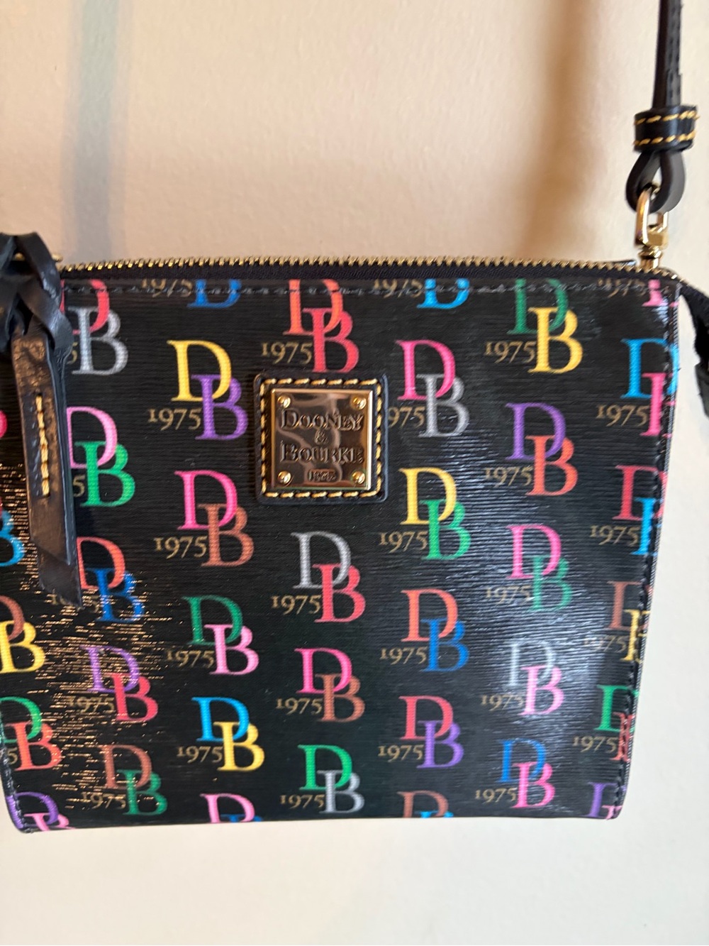 Dooney & Bourke Black Multicolor DB Logo Crossbody Pouch